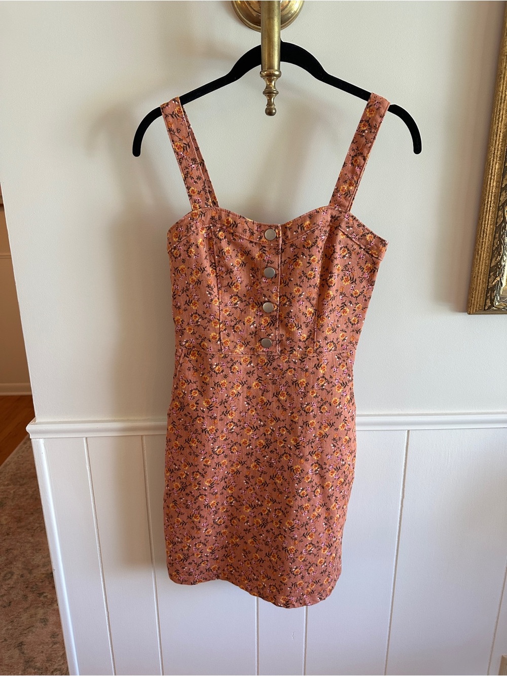 Floral Button-Front Sundress in Dusty Rose